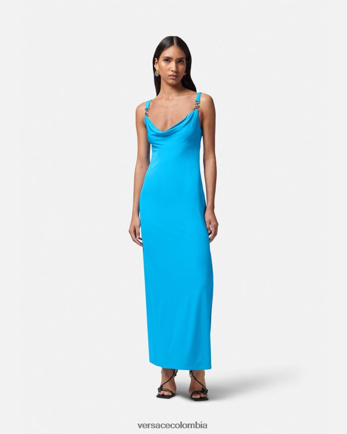 mujer vestido largo con medusa '95 Versace azul 2RP40F17 ropa