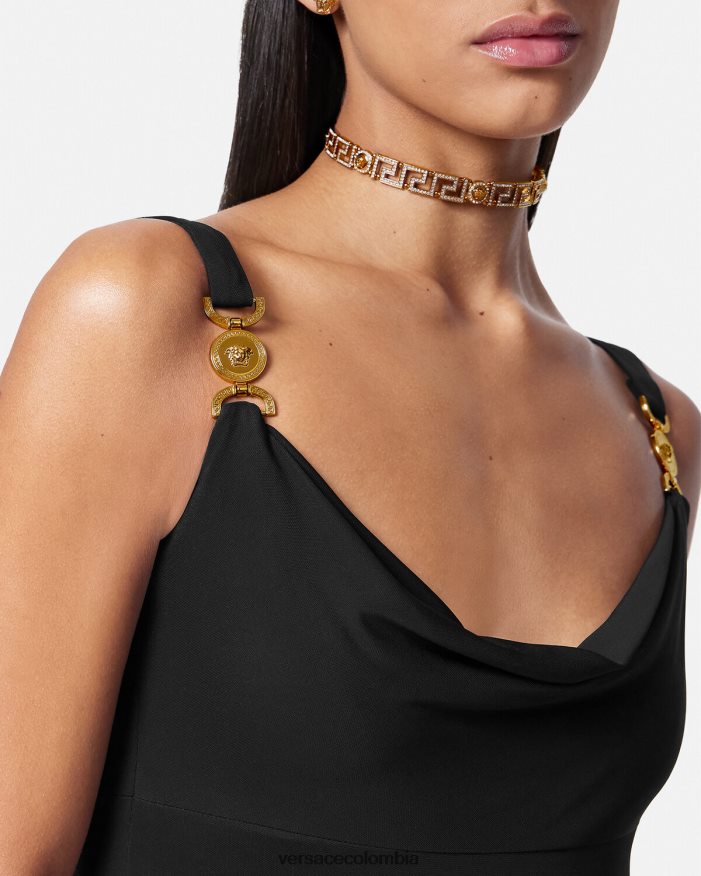 mujer vestido largo con medusa '95 Versace negro 2RP40F44 ropa