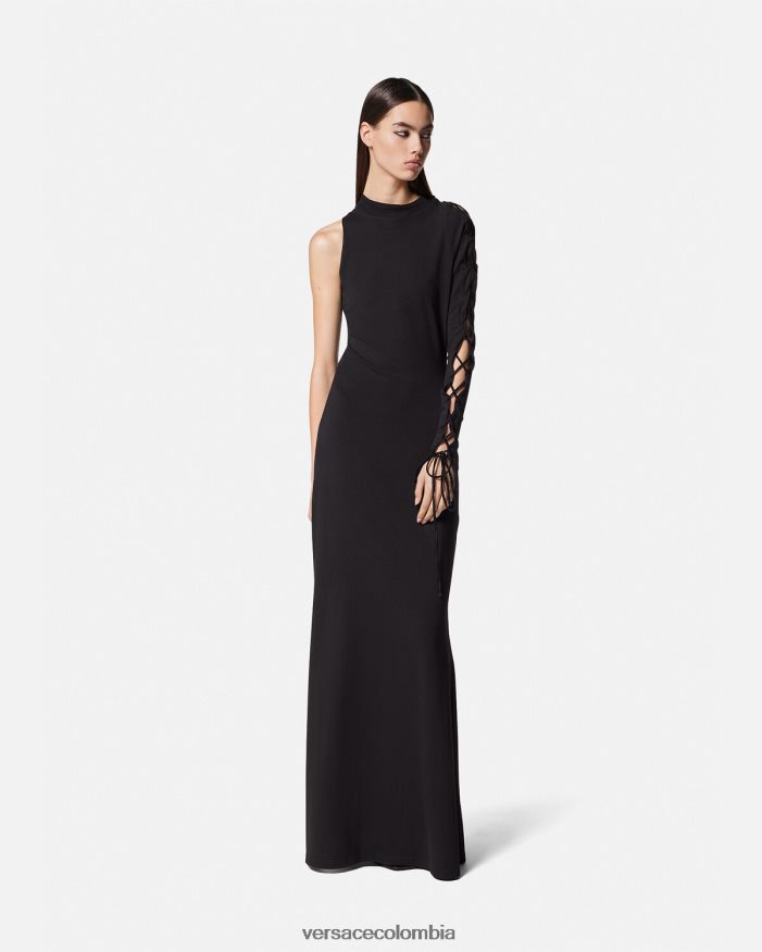 mujer vestido largo de un solo hombro Versace negro 2RP40F2194 ropa