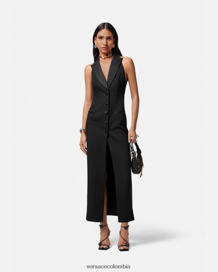 mujer vestido largo sin mangas con medusa '95 Versace negro 2RP40F16 ropa