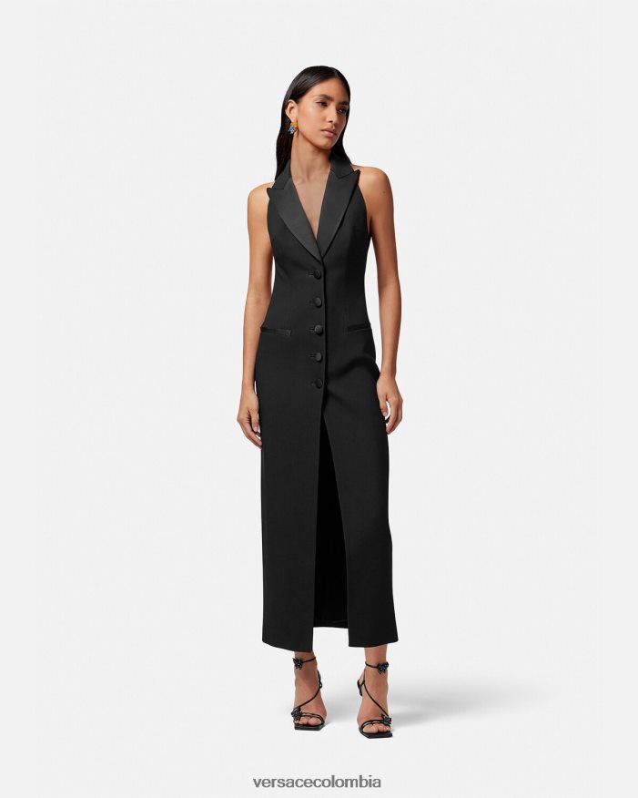 mujer vestido largo sin mangas con medusa '95 Versace negro 2RP40F16 ropa