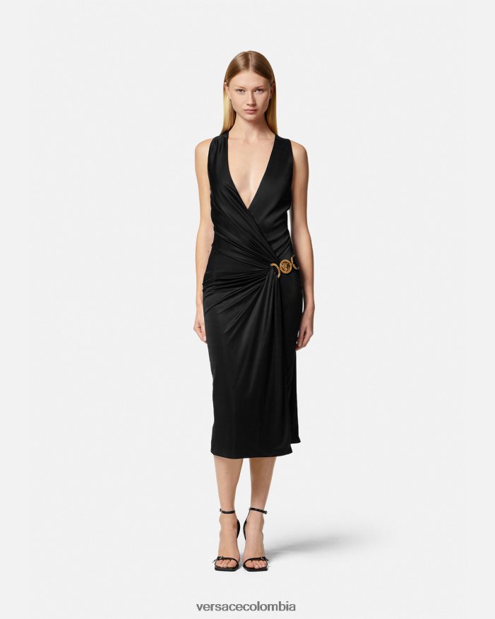 mujer vestido midi con medusa '95 Versace negro 2RP40F29 ropa