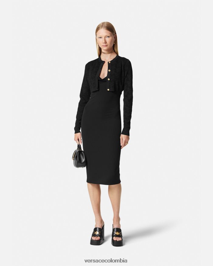 mujer vestido midi con medusa '95 Versace negro 2RP40F40 ropa