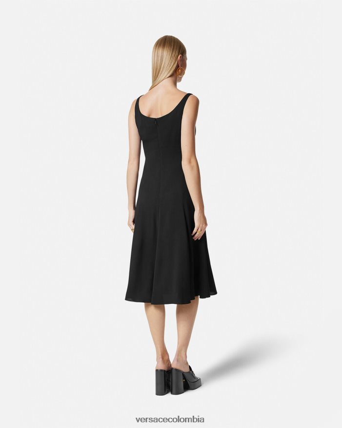 mujer vestido midi con medusa '95 Versace negro 2RP40F41 ropa