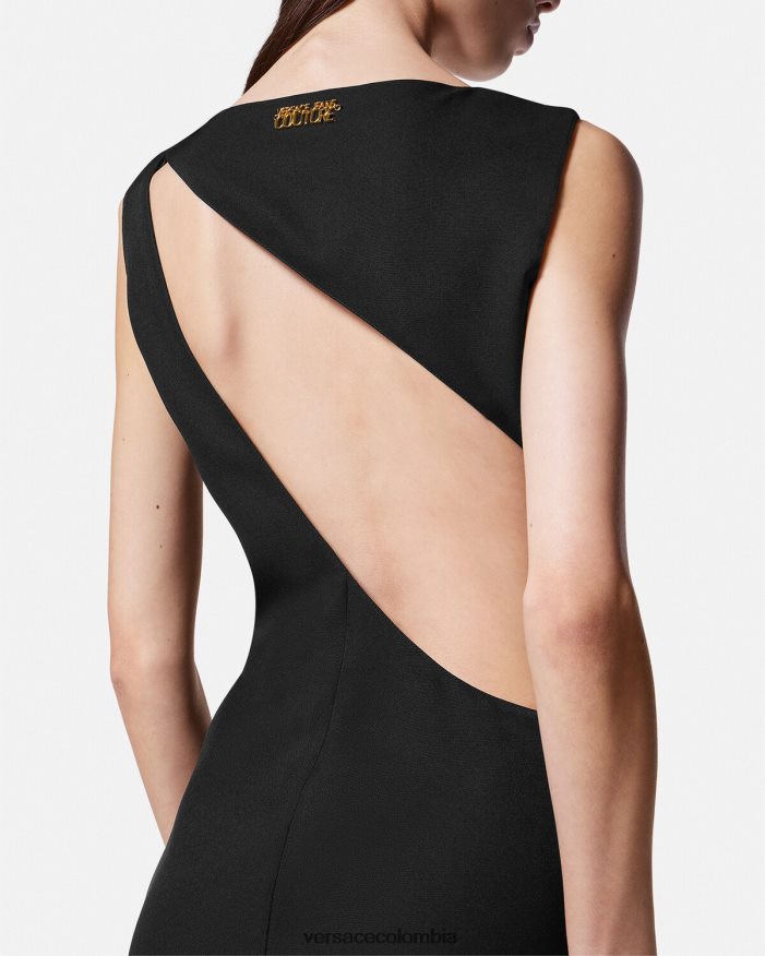 mujer vestido midi de alta costura con logo Versace negro 2RP40F2190 ropa