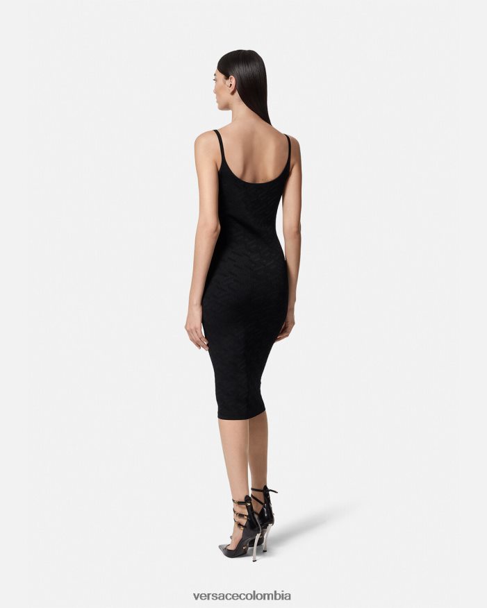 mujer vestido midi de punto con medusa '95 y la greca Versace negro 2RP40F38 ropa