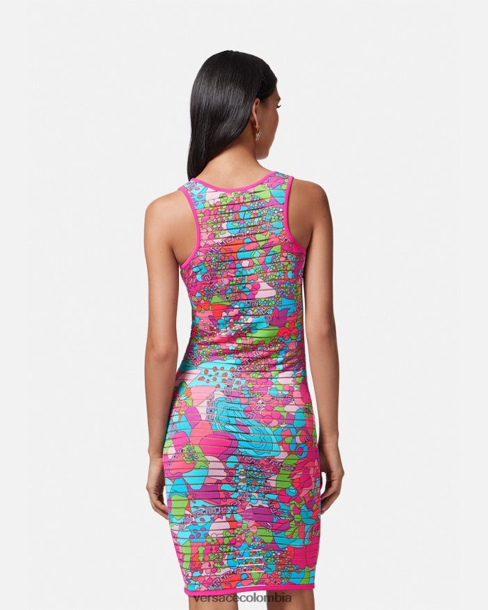 mujer vestido midi de punto floral de verano Versace imprimir 2RP40F12 ropa