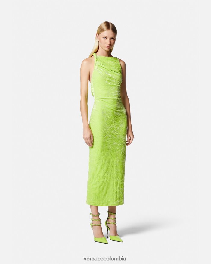 mujer vestido midi de terciopelo enrollado Versace cal 2RP40F75 ropa