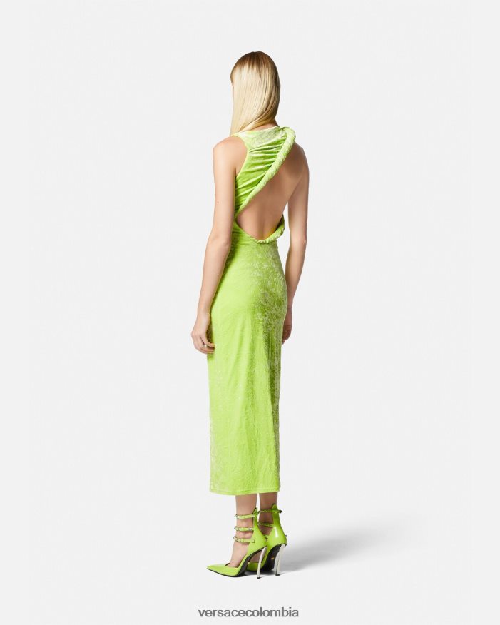 mujer vestido midi de terciopelo enrollado Versace cal 2RP40F75 ropa