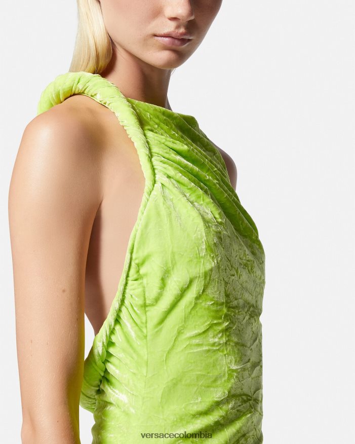 mujer vestido midi de terciopelo enrollado Versace cal 2RP40F75 ropa