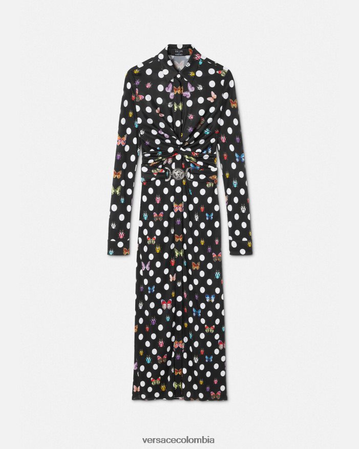 mujer vestido midi estilo camisa con mariposas y medusa '95 Versace imprimir 2RP40F4 ropa