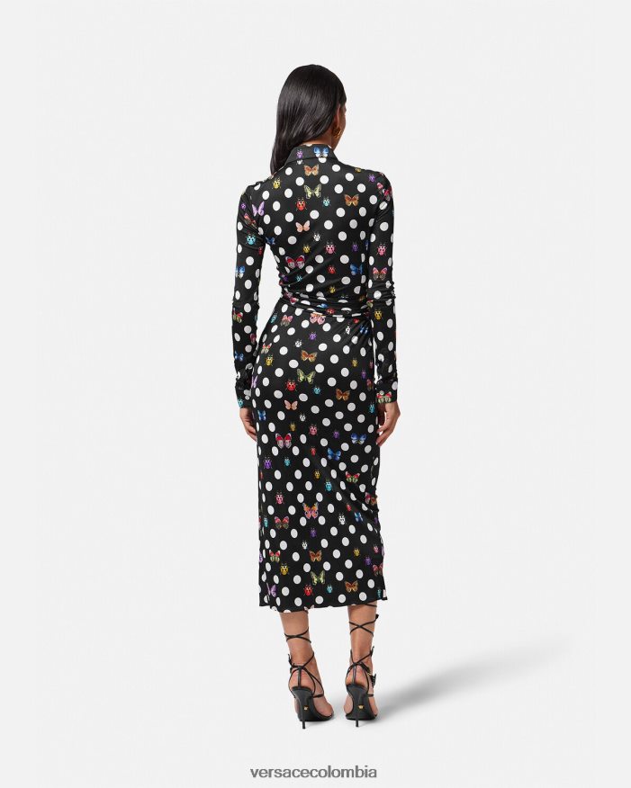 mujer vestido midi estilo camisa con mariposas y medusa '95 Versace imprimir 2RP40F4 ropa