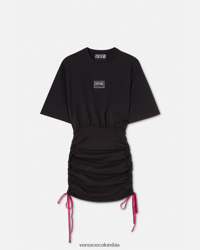 mujer vestido tipo camiseta con logo y número de pieza Versace negro 2RP40F2192 ropa