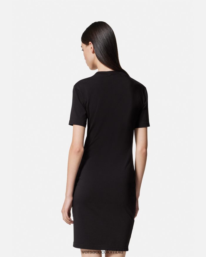mujer vestido tipo camiseta con logo y rosas Versace negro 2RP40F2157 ropa