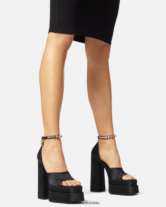 mujer sandalias con plataforma medusa aevitas Versace negro 2RP40F424 zapato