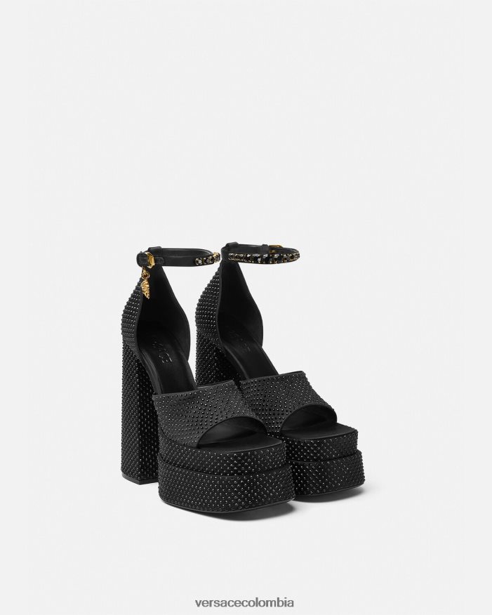 mujer sandalias con plataforma medusa aevitas Versace negro 2RP40F425 zapato