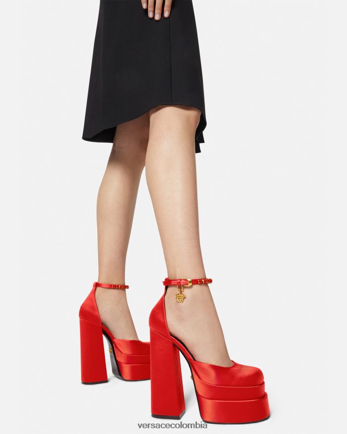 mujer zapatos de salón con plataforma medusa aevitas Versace rojo 2RP40F412 zapato