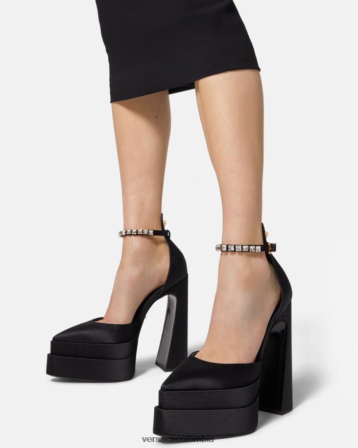 mujer zapatos de tacón con plataforma puntiaguda aevitas Versace negro 2RP40F421 zapato