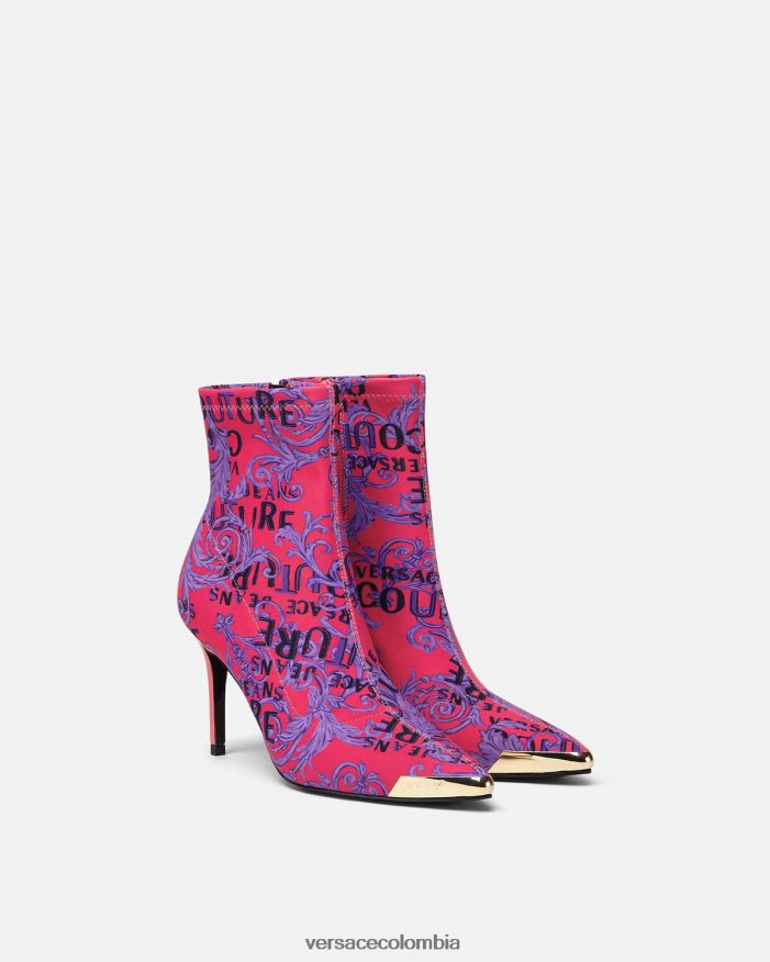 mujer botas de alta costura con logo scarlett Versace fucsia y estampado 2RP40F2305 zapato