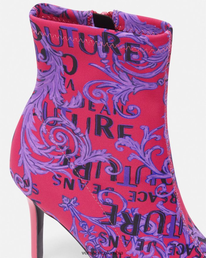 mujer botas de alta costura con logo scarlett Versace fucsia y estampado 2RP40F2305 zapato