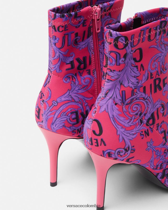 mujer botas de alta costura con logo scarlett Versace fucsia y estampado 2RP40F2305 zapato