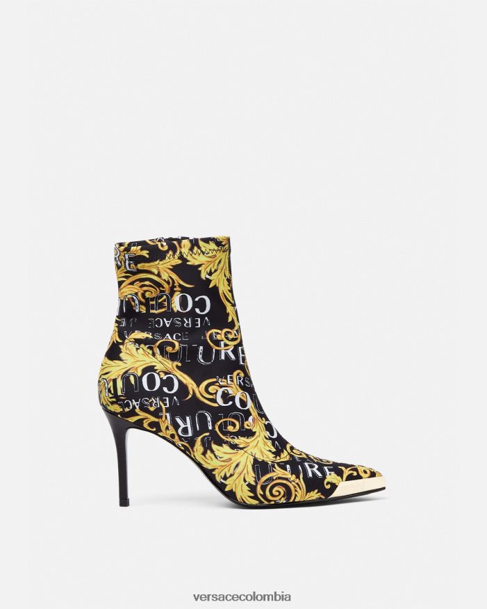 mujer botas de alta costura con logo scarlett Versace oro negro 2RP40F2306 zapato