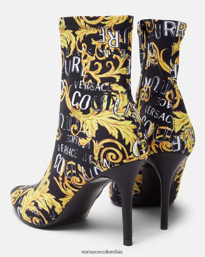 mujer botas de alta costura con logo scarlett Versace oro negro 2RP40F2306 zapato