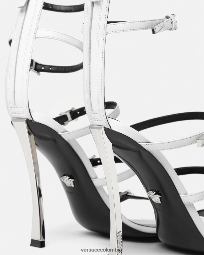 mujer sandalias con punta de alfiler Versace blanco 2RP40F388 zapato