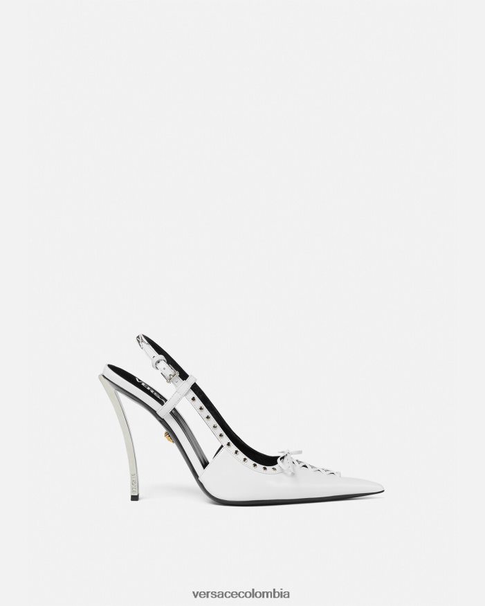 mujer zapatos de tacón con tira trasera y cordones Versace blanco 2RP40F383 zapato