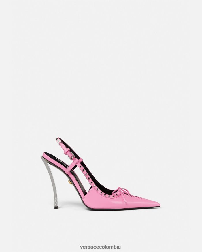 mujer zapatos de tacón con tira trasera y cordones Versace rosa 2RP40F389 zapato