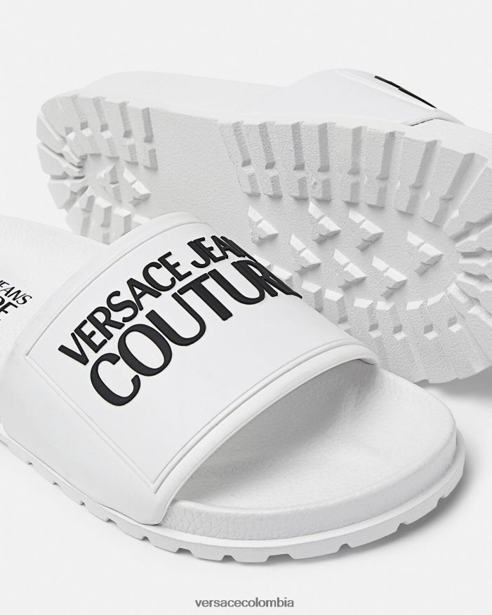 mujer chanclas de goma con logo Versace blanco 2RP40F2289 zapato