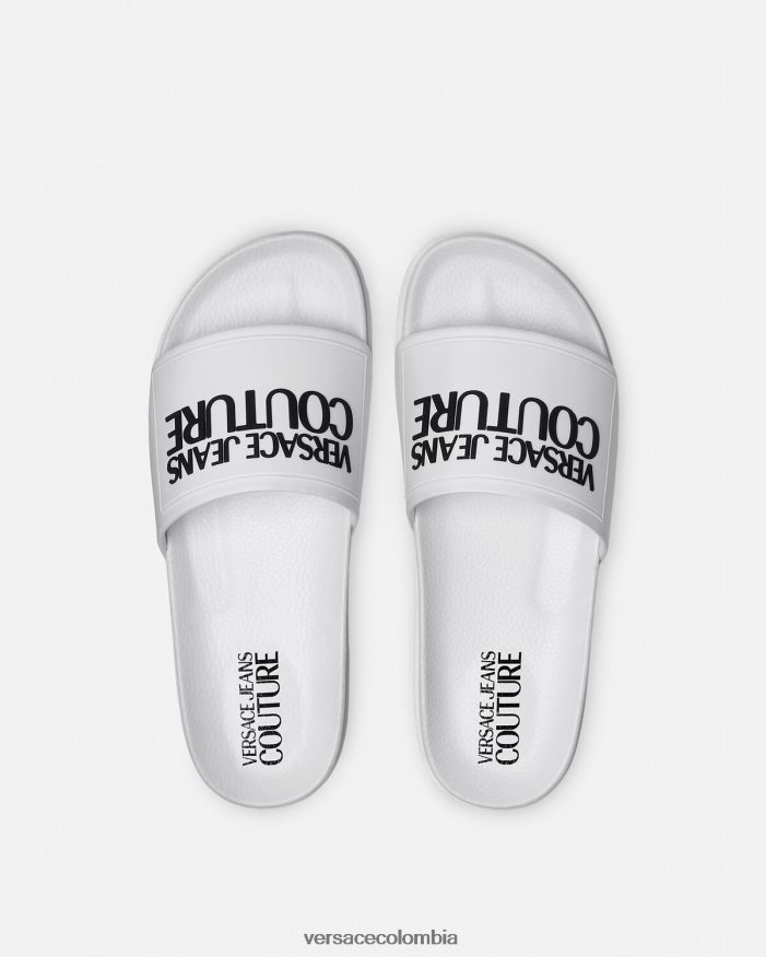 mujer chanclas de goma con logo Versace blanco 2RP40F2289 zapato