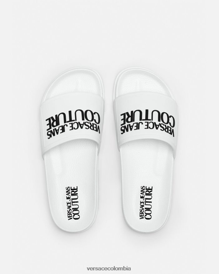 mujer chanclas de goma con logo Versace blanco 2RP40F2312 zapato