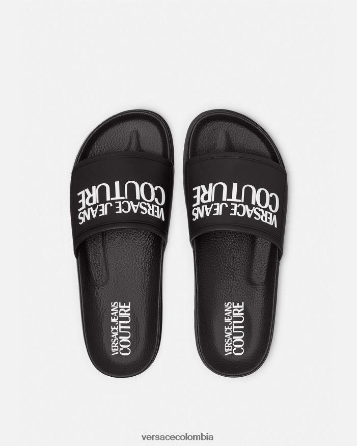 mujer chanclas de goma con logo Versace negro 2RP40F2290 zapato