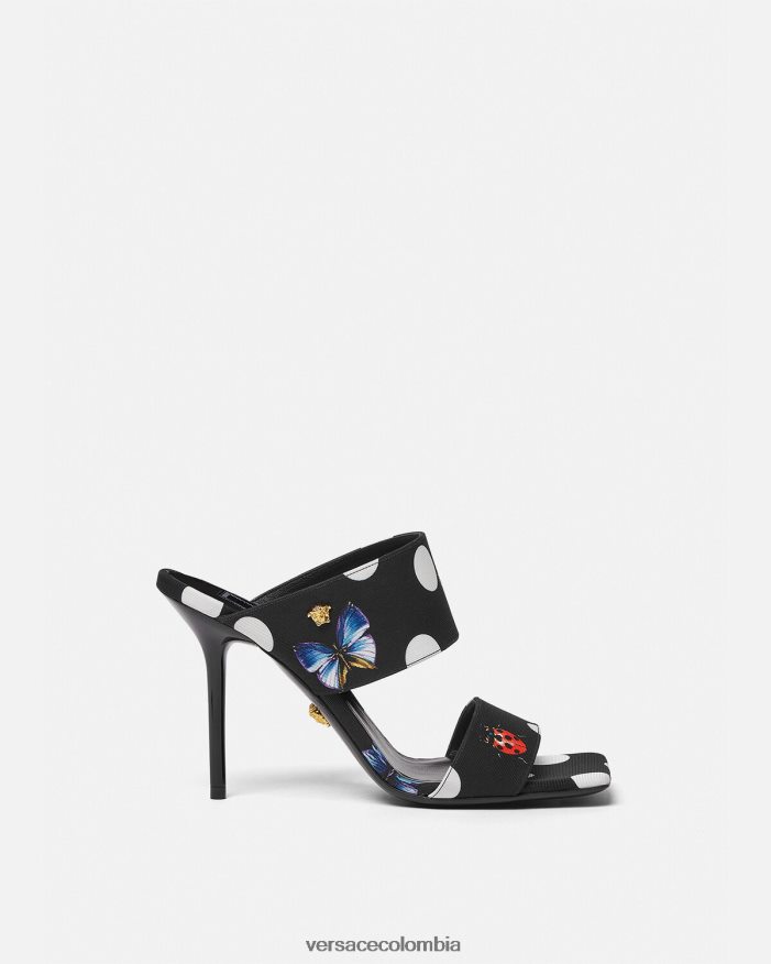 mujer chinelas de lona con tacón alto y mariposas Versace imprimir 2RP40F431 zapato