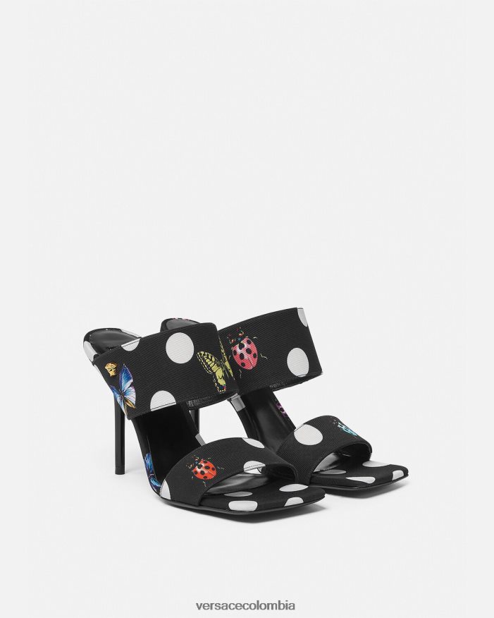 mujer chinelas de lona con tacón alto y mariposas Versace imprimir 2RP40F431 zapato