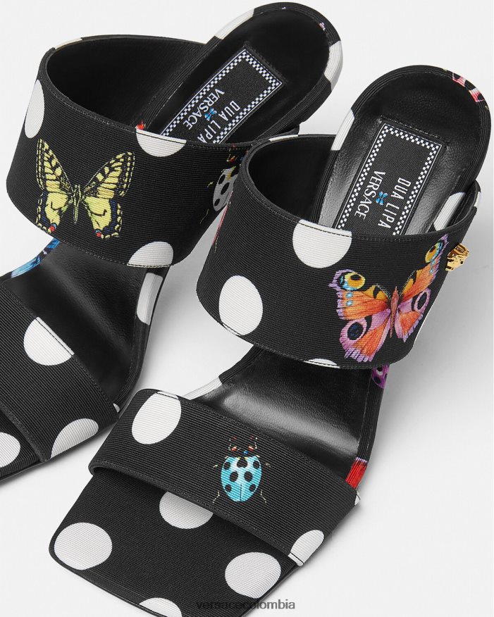 mujer chinelas de lona con tacón alto y mariposas Versace imprimir 2RP40F431 zapato