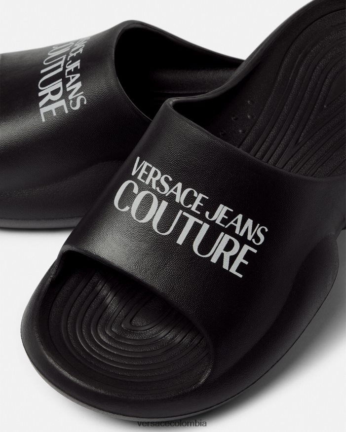 mujer diapositivas de etiqueta Versace negro 2RP40F2268 zapato