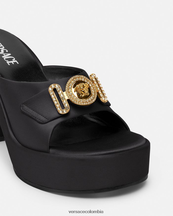 mujer mules con cristales Medusa Biggie Versace negro 2RP40F469 zapato