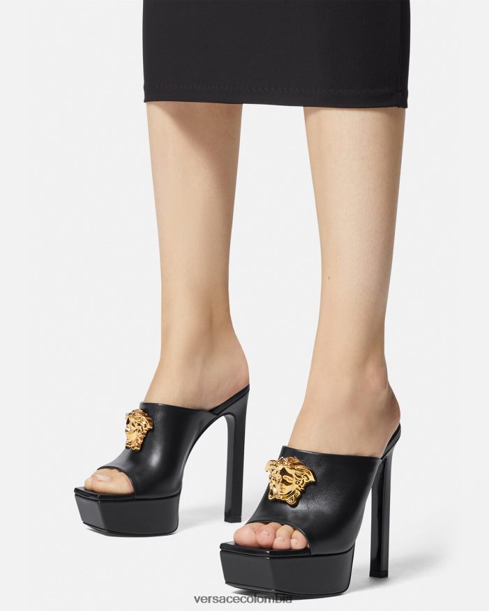 mujer mules con plataforma la medusa Versace negro 2RP40F448 zapato