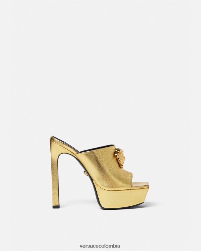 mujer mules con plataforma la medusa Versace oro 2RP40F466 zapato