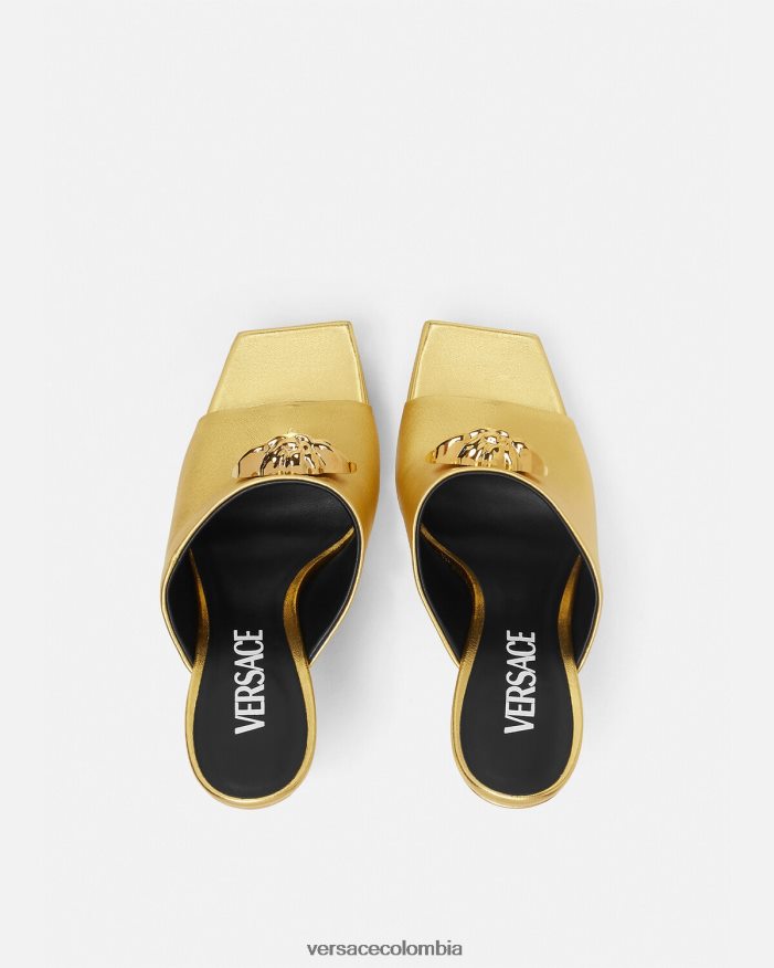 mujer mules con plataforma la medusa Versace oro 2RP40F466 zapato