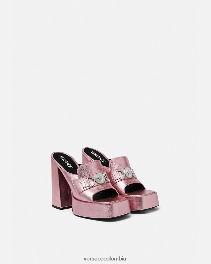 mujer mules con plataforma medusa '95 Versace rosa 2RP40F444 zapato
