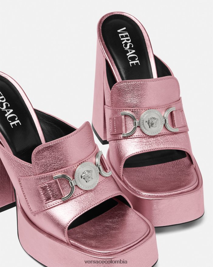 mujer mules con plataforma medusa '95 Versace rosa 2RP40F444 zapato