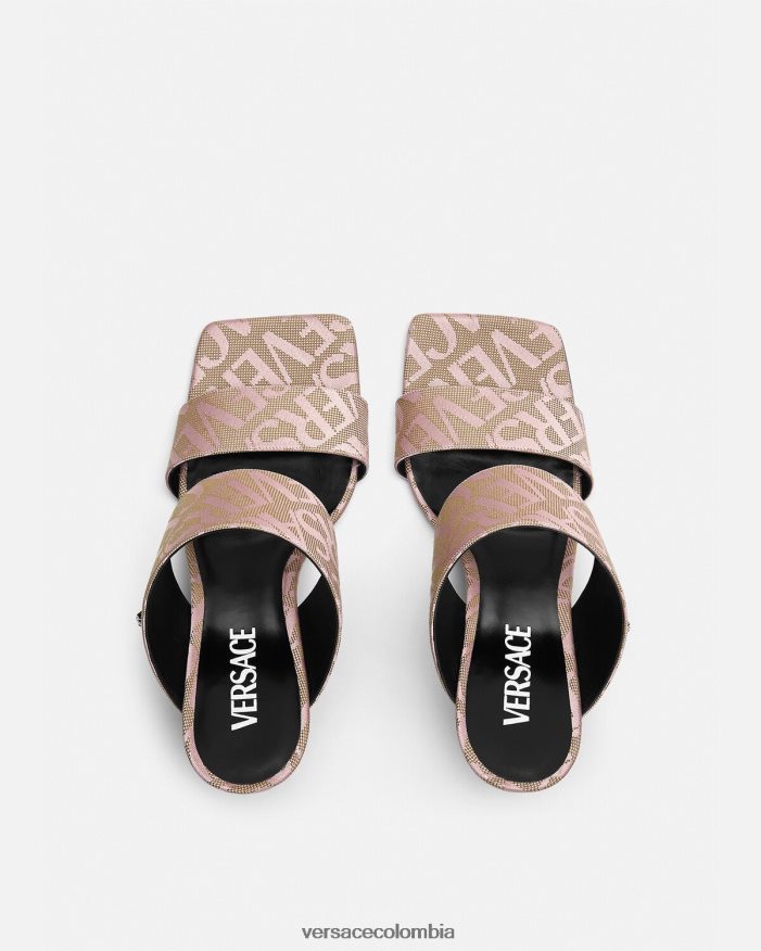 mujer mules con tacón alto integral Versace rosa 2RP40F440 zapato