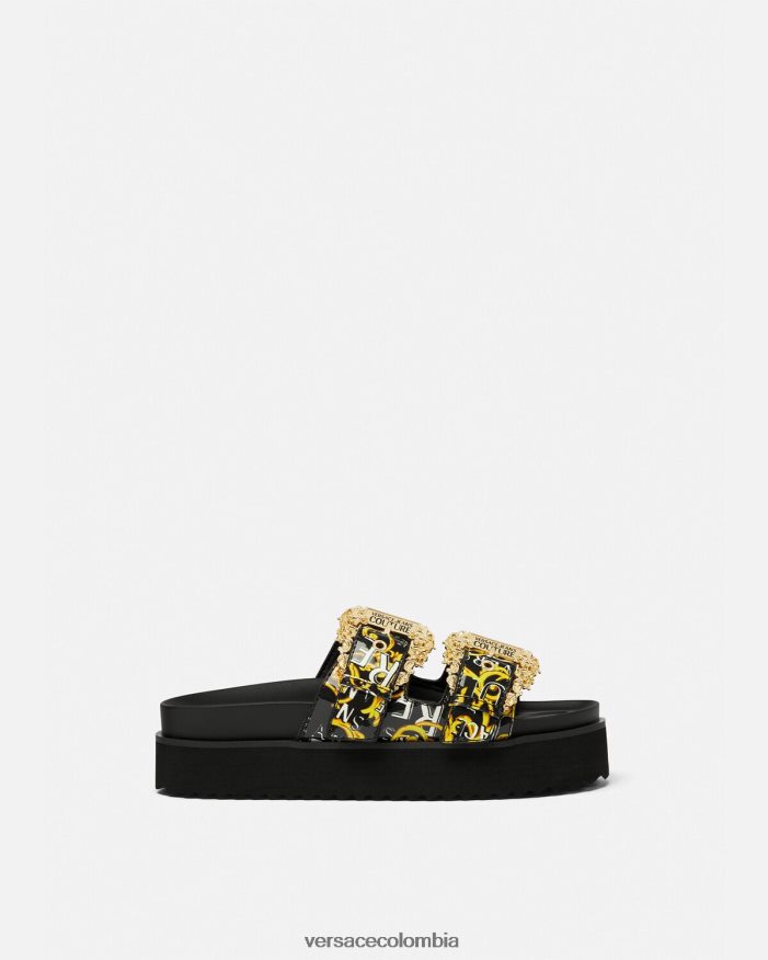 mujer sandalias Arizona de alta costura con logo Versace oro negro 2RP40F2276 zapato