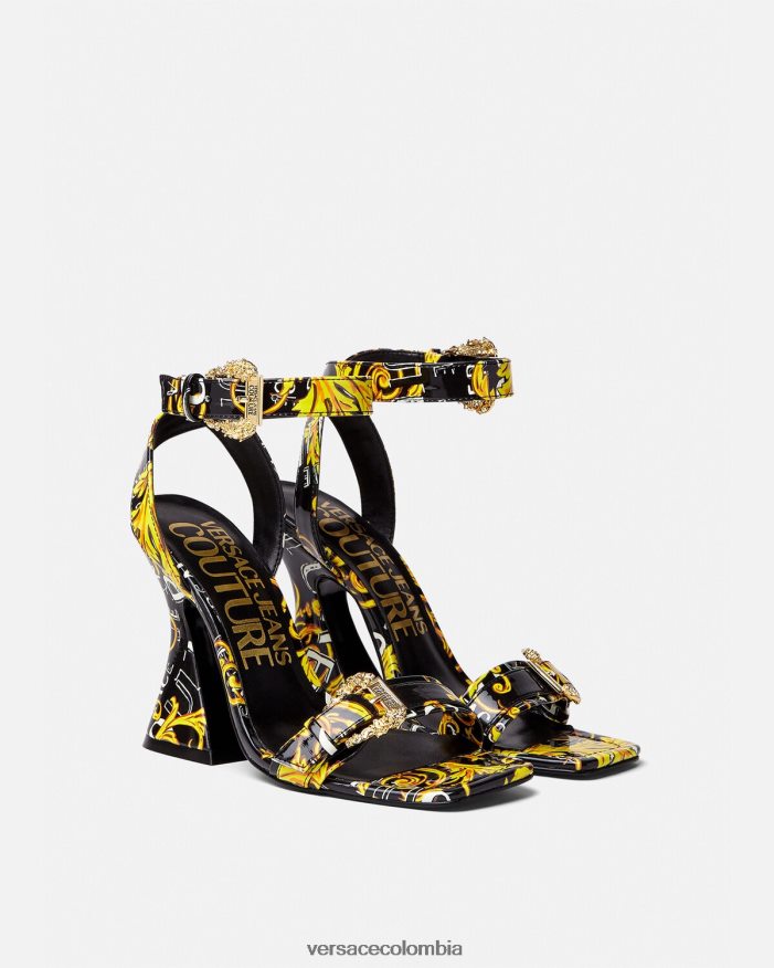 mujer sandalias Kirsten de alta costura con logo Versace oro negro 2RP40F2292 zapato