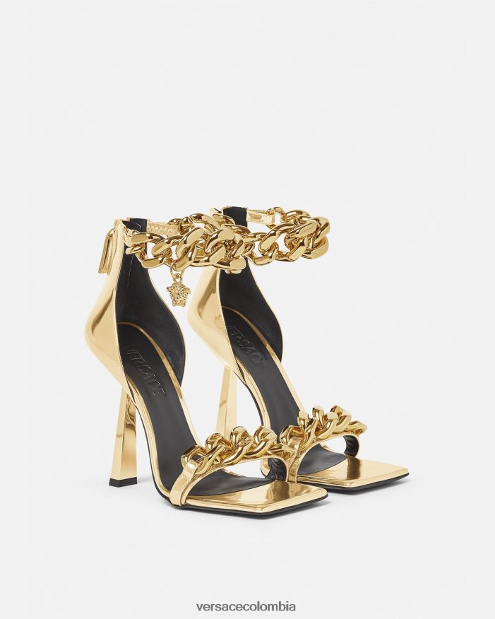 mujer sandalias con cadena metálica de Medusa Versace oro 2RP40F447 zapato