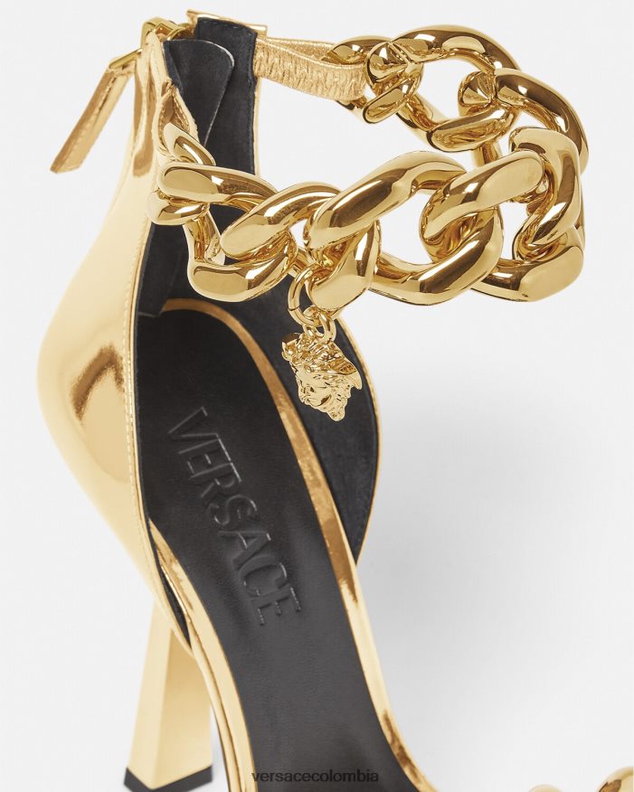 mujer sandalias con cadena metálica de Medusa Versace oro 2RP40F447 zapato