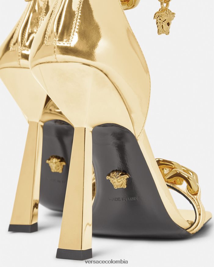 mujer sandalias con cadena metálica de Medusa Versace oro 2RP40F447 zapato